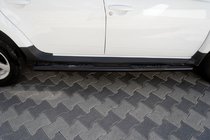Renault Duster 2008–2017 гг. Боковые трубы с вставками Black (2 шт., нержавейка) фото 1
