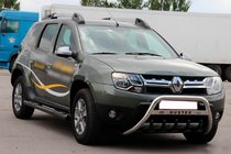 Renault Duster 2008–2017 гг. Боковые трубы с вставками Black (2 шт., нержавейка) фото 5