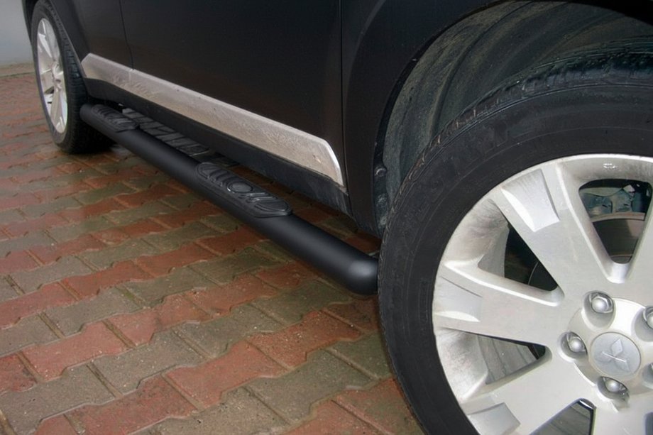 Mitsubishi Outlander 2012-2021 гг. Боковые трубы Black (2 шт., Нержавейка) Image