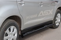 Mitsubishi ASX 2010-2023 гг. Боковые трубы BB002 Черные (2 шт., Нержавейка) фото 4
