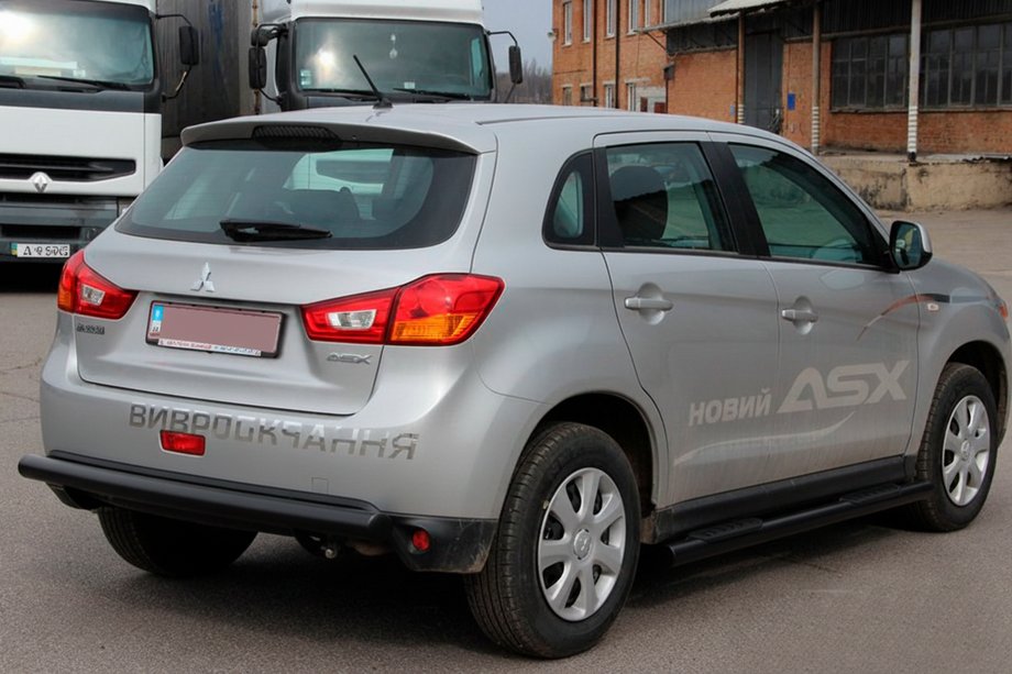 Mitsubishi ASX 2010-2023 гг. Боковые трубы BB002 Черные (2 шт., Нержавейка) Фото 3