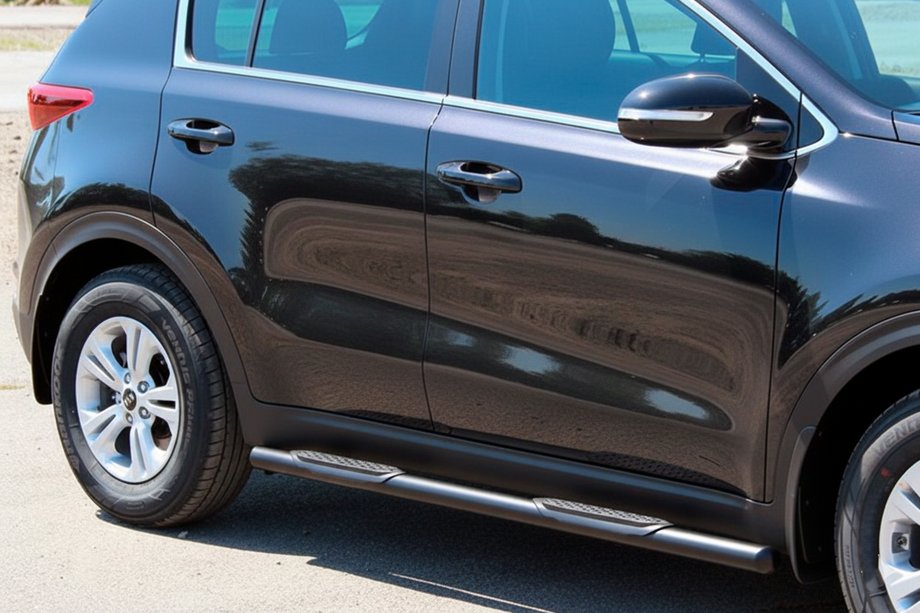 Kia Sportage 2015-2021 гг. Боковые Трубы BB002 Черные (2 шт., Нержавейка) Image
