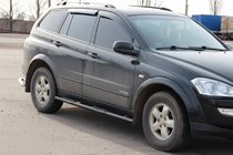 SsangYong Kyron 2005-2014 гг. Боковые трубы BB002 Черные (2 шт., Нержавейка) фото 2