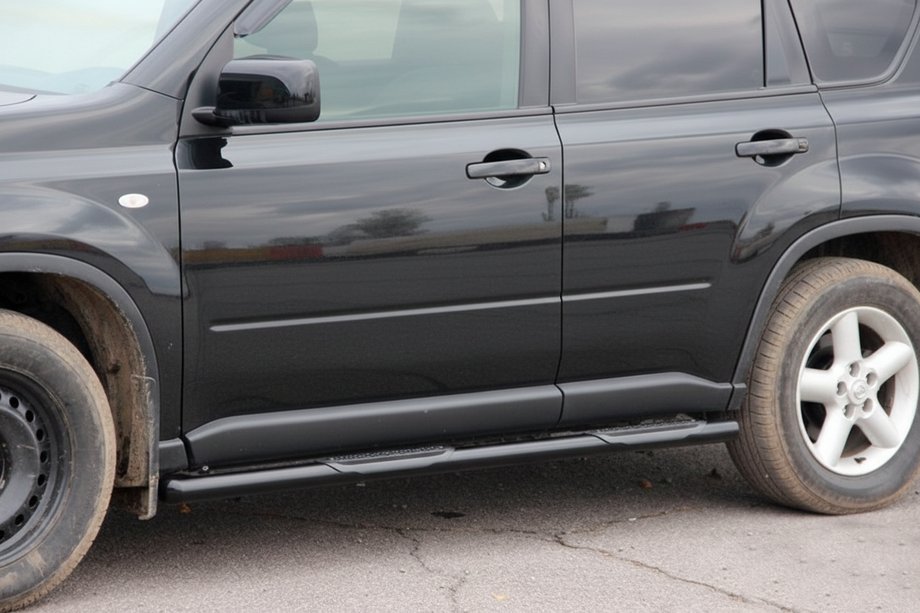Nissan X-trail T31 2007-2014 гг. Боковые Трубы BB002 Черные (2 шт., Нержавейка) Image