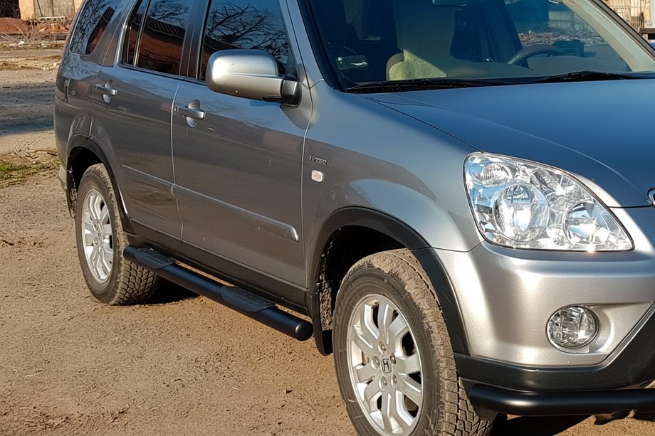 Honda CRV 2001-2006 гг. Боковые трубы Black (2 шт., нержавейка) Image
