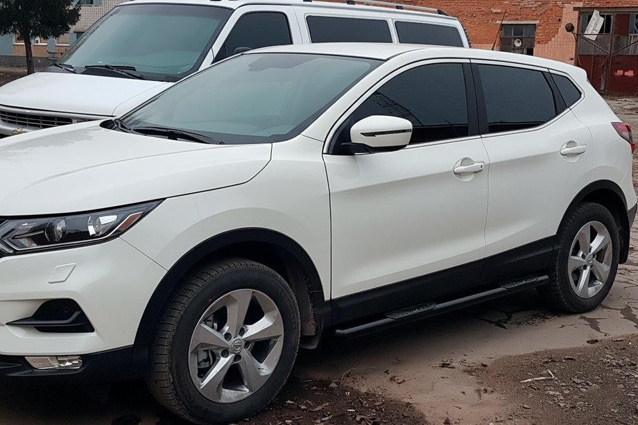 Nissan Qashqai 2014-2021 гг. Боковые трубы Black (2017-2021, 2 шт., нерж. сталь) Image