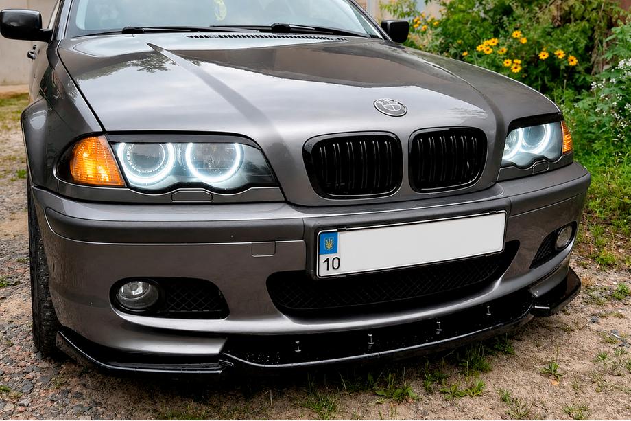 BMW 3 серия E46 1998-2006 гг. Передний лип DPT V-2 (для M-Sport 2003-2006, черный глянец) Фото 1