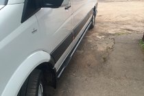 Mercedes Sprinter W906 2006–2018 гг. Боковые трубы Black (2 шт., нержавейка) d70, Long-ExtraLong фото 1
