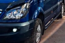 Mercedes Sprinter W906 2006–2018 гг. Боковые трубы Black (2 шт., нержавейка) d70, Long-ExtraLong фото 2