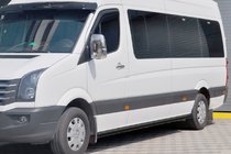Volkswagen Crafter 2006-2016 гг. Боковые трубы Black (2 шт., нержавейка) d60, короткая база фото 1