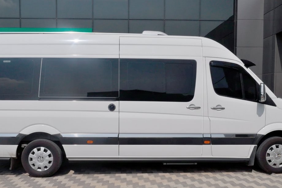 Volkswagen Crafter 2006-2016 гг. Боковые трубы Black (2 шт., нержавейка) d60, Длинная-ЭкстраДлинная Фото 3