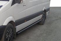Mercedes Sprinter W907/W910 2018- гг. Боковые трубы Black (2 шт., нержавейка) фото 3