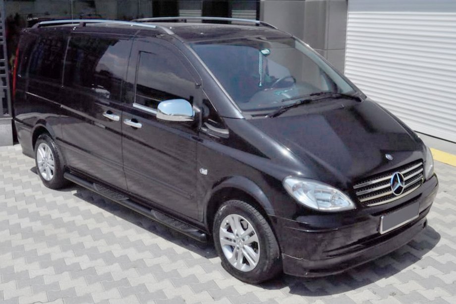 Mercedes Viano 2004-2014 гг. Боковые трубы Black (2 шт., Нержавейка) Image