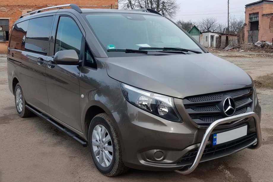 Mercedes Vito/V-class W447 2014- гг. Боковые трубы Black (2 шт., Нержавейка) d60, Длинная база (L3) Image