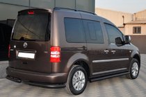 Volkswagen Caddy 2004-2010 гг. Боковые Трубы BB001 Черные (2 шт., Нержавейка) d60, Maxi База фото 6