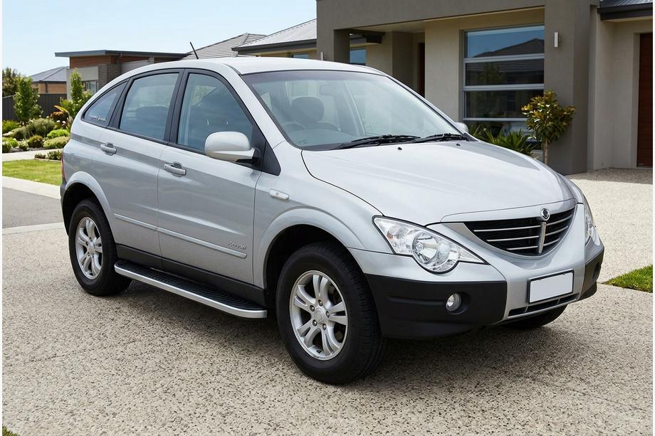 SsangYong Action 2005-2018 гг. Боковые Подножки Tayga Grey (2 шт., Алюминий) Image