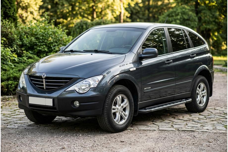 SsangYong Action 2005-2018 гг. Боковые Подножки RedLine Black (2 шт., Алюминий) Image