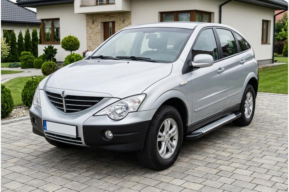 SsangYong Action 2005-2018 гг. Боковые пороги Allmond Grey (2 шт., алюминий) Image