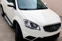 SsangYong Korando 2010-2019 гг. Боковые Подножки Line (2 шт., Алюминий) фото 1