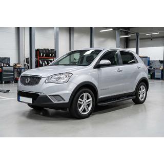Боковые пороги Bosphorus Black (2 шт., алюминий) SsangYong Korando 2010-2019 гг. фото 1