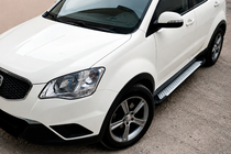 SsangYong Korando 2010-2019 гг. Боковые пороги Allmond Grey (2 шт., алюминий) фото 1
