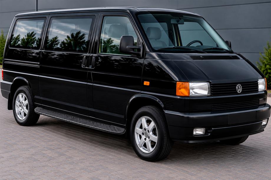 Volkswagen T4 Transporter 1990-2003 гг. Боковые пороги Bosphorus Black (2 шт., алюминий) Длинная База Image