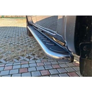 Боковые Подножки Maydos V1 (2 шт., Алюминий и Нержавейка) Volkswagen Amarok 2010-2022 гг. фото 1
