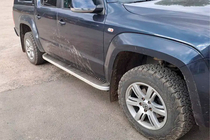Volkswagen Amarok 2010-2022 гг. Боковые Подножки Tayga Grey (2 шт., Алюминий) фото 1