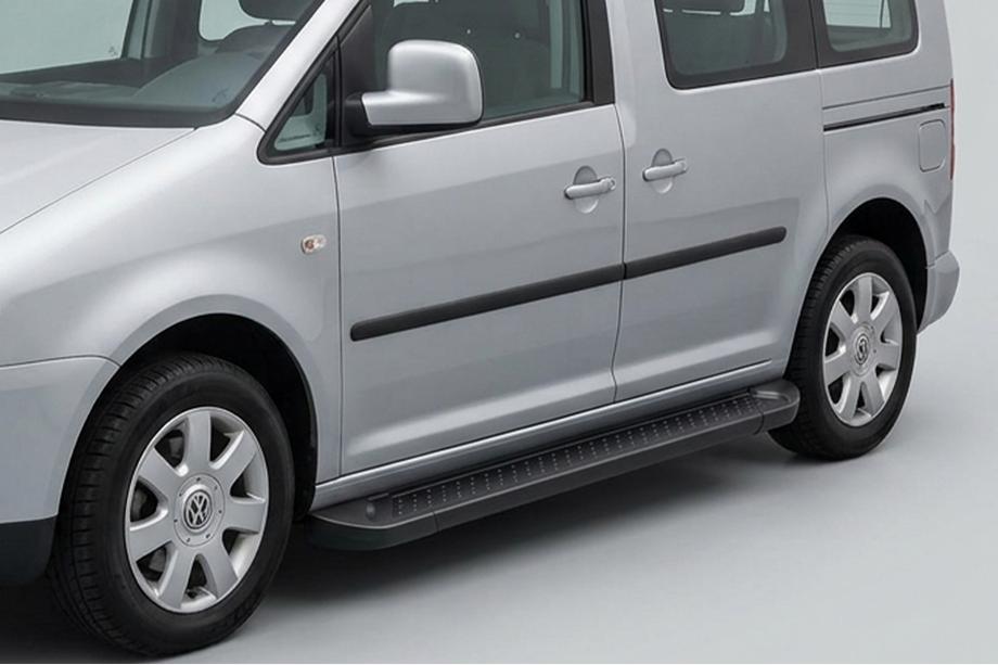Volkswagen Caddy 2010-2015 гг. Боковые Подножки Allmond Black (2 шт., Алюминий) Image