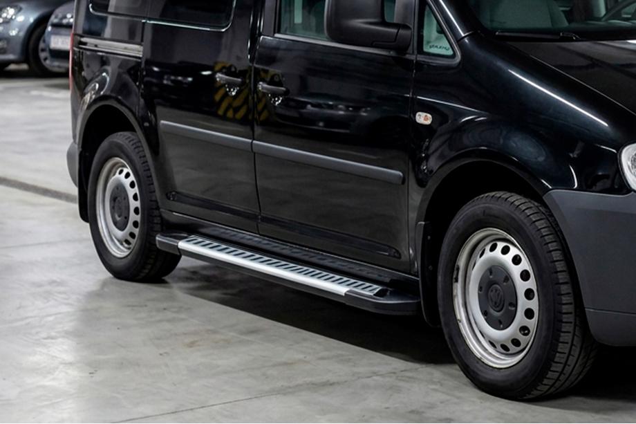 Volkswagen Caddy 2010-2015 гг. Боковые Подножки Line (2 шт., Алюминий) Image