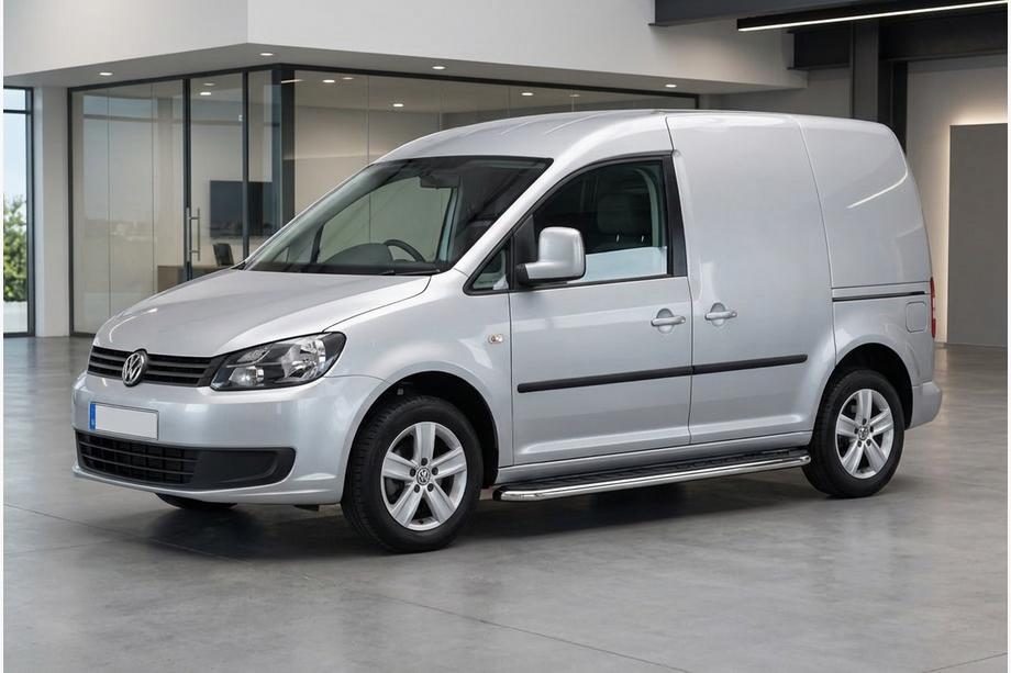 Volkswagen Caddy 2010-2015 гг. Боковые Подножки Maydos V1 (2 шт., Алюминий и Нержавейка) Image