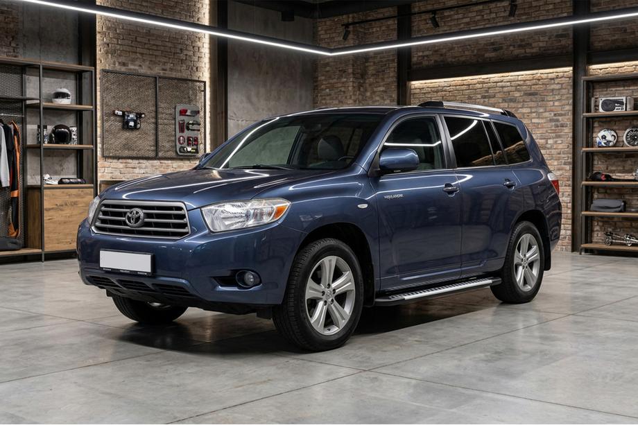 Toyota Highlander 2008-2013 гг. Боковые Подножки Line (2 шт., Алюминий) Image