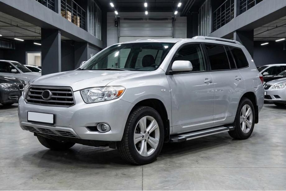 Toyota Highlander 2008-2013 гг. Боковые Подножки Rainbow (2 шт., Алюминий) Image
