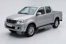 Toyota Hilux 2006-2015 гг. Боковые Подножки Rainbow (2 шт., Алюминий) фото 1