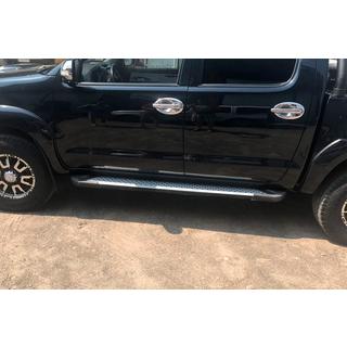 Боковые пороги Allmond Grey (2 шт., алюминий) Toyota Hilux 2006-2015 гг. фото 4