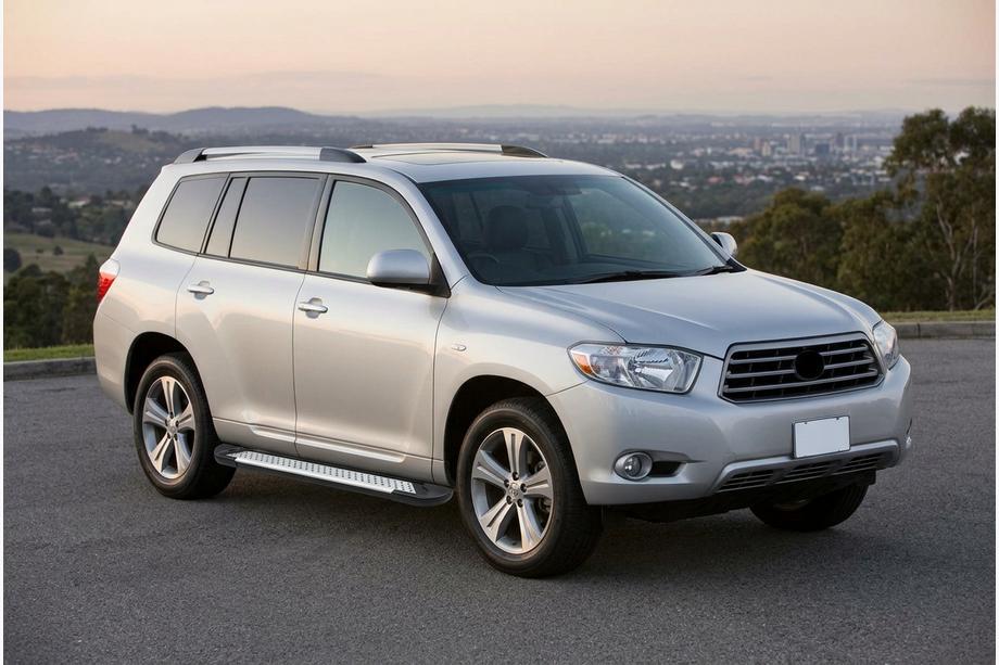 Toyota Highlander 2008-2013 гг. Боковые пороги Allmond Grey (2 шт., алюминий) Фото 1