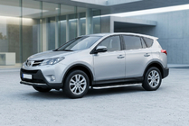 Toyota Rav 4 2013-2018 гг. Боковые Подножки Maydos V1 (2 шт., Алюминий и Нержавейка) фото 1