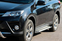 Toyota Rav 4 2013-2018 гг. Боковые пороги Allmond Grey (2 шт., алюминий) фото 1