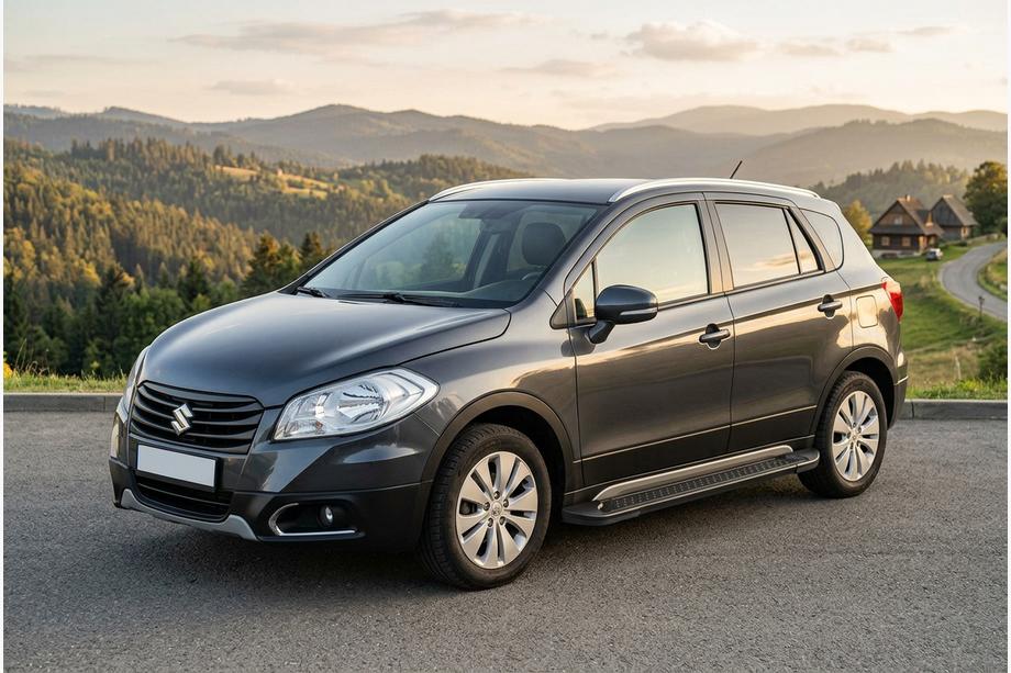 Suzuki SX4 S-Cross 2013-2016 гг. Боковые Подножки Allmond Black (2 шт., Алюминий) Image