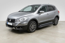 Suzuki SX4 S-Cross 2013-2016 гг. Боковые пороги Bosphorus Black (2 шт., алюминий) фото 1