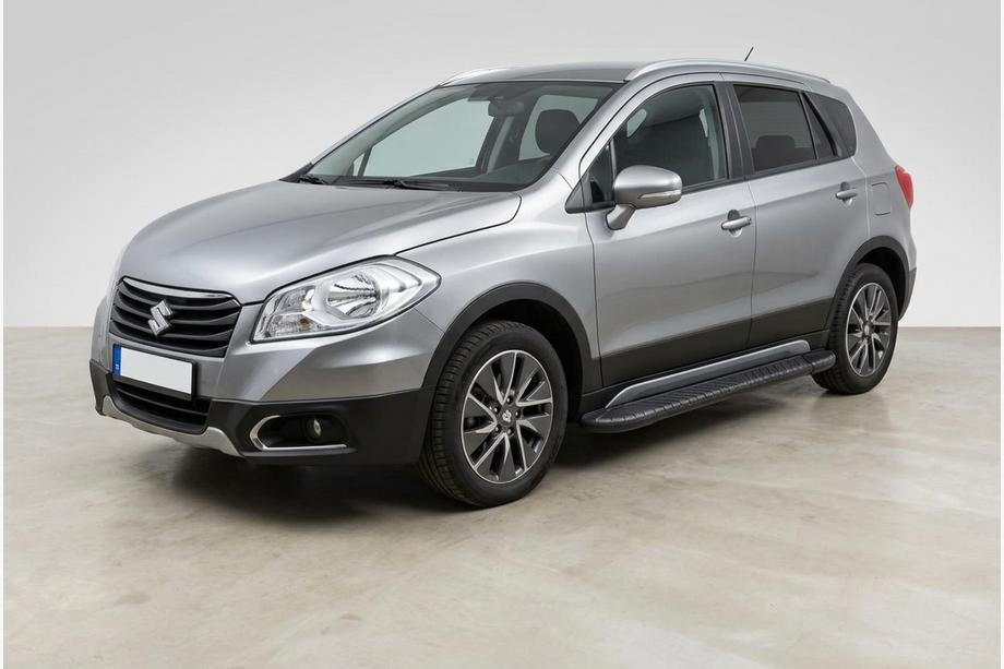 Suzuki SX4 S-Cross 2013-2016 гг. Боковые пороги Bosphorus Black (2 шт., алюминий) Image
