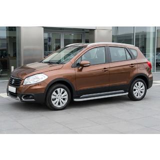 Боковые Подножки Tayga Grey (2 шт., Алюминий) Suzuki SX4 S-Cross 2013-2016 гг. фото 1