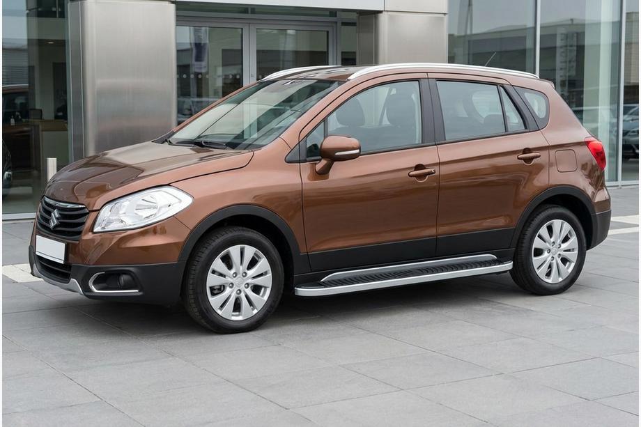 Suzuki SX4 S-Cross 2013-2016 гг. Боковые Подножки Tayga Grey (2 шт., Алюминий) Image