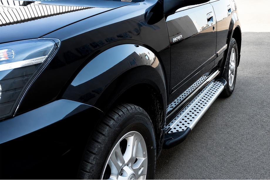 GreatWall Haval/Hover H3 2005-2013 гг. Боковые пороги Allmond Grey (2 шт., алюминий) Image