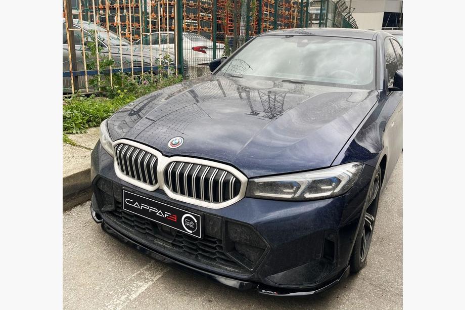 BMW 3 серия G20/G21 2018- гг. Накладка на передний бампер EuroCap V1 (для M-Performance 2022-, Черный Глянец) Image