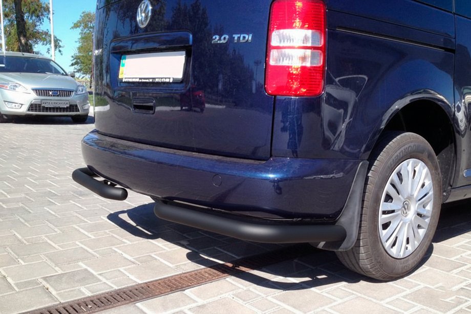 Volkswagen Caddy 2010-2015 гг. Задние уголки AK003 Черные (2 шт., нержавейка) Фото 8