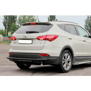 Задняя дуга AK002 Черная (нерж.) Hyundai Santa Fe 3 2012-2018 гг. фото 1