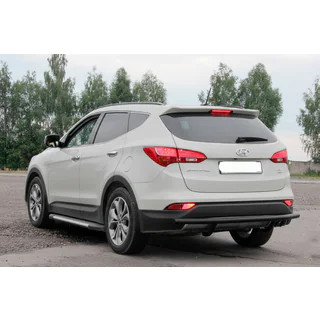 Задняя дуга AK002 Черная (нерж.) Hyundai Santa Fe 3 2012-2018 гг. фото 2