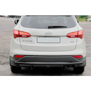 Задняя дуга AK002 Черная (нерж.) Hyundai Santa Fe 3 2012-2018 гг. фото 3