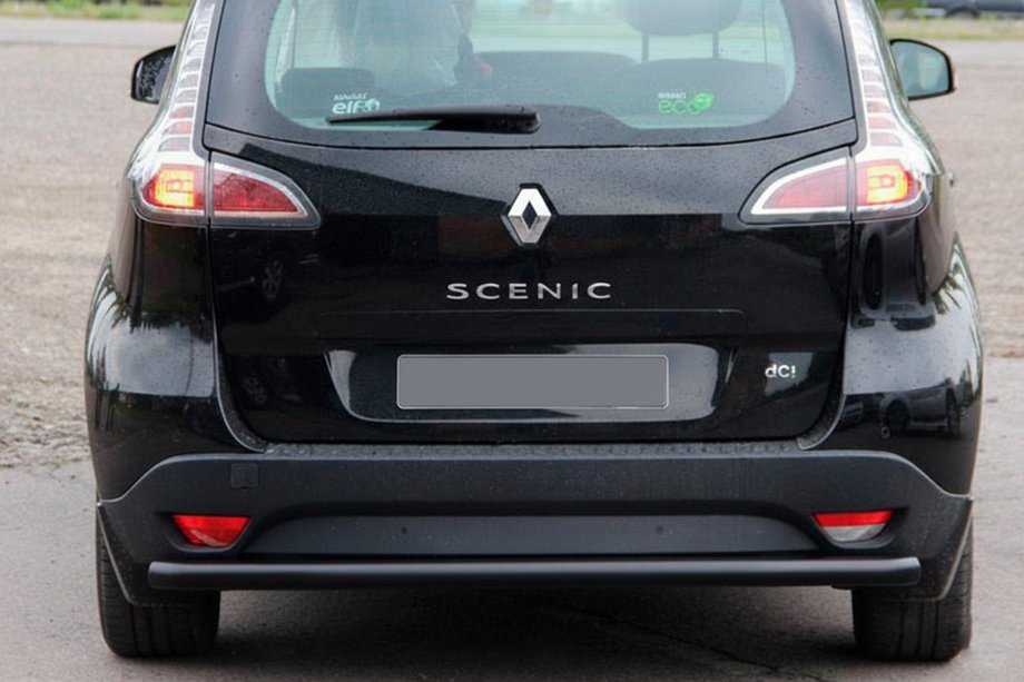 Renault Scenic/Grand 2009-2016 гг. Задняя дуга AK002 Черная (нерж. сталь) Image
